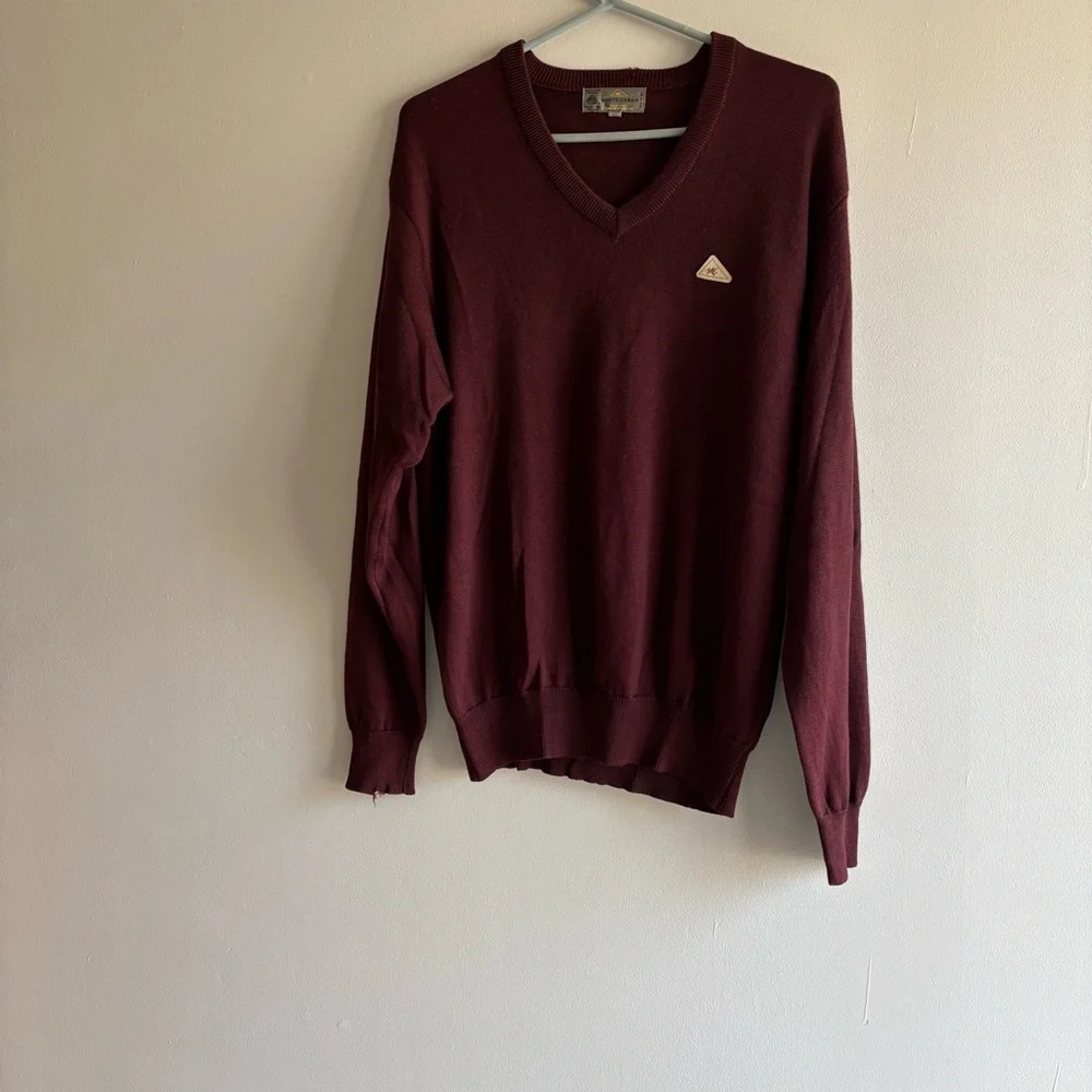 Monte Carlo Vintage Magna Wool Men’s Pullover Sweater Sz 42 Burgundy Pure Wool